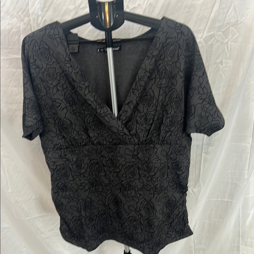 Maurices Black Wrap Fitted Blouse